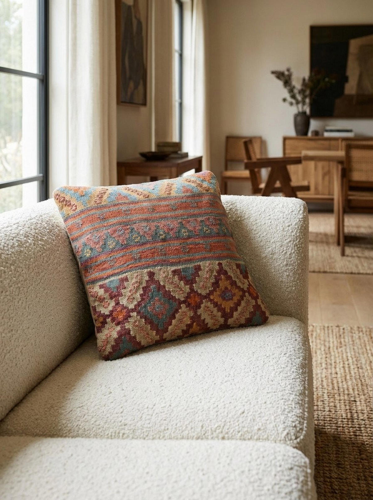 KISSEN Kelim Bunt 50/50 cm Schurwolle - Multicolor, Textil (50/50cm) - Looma