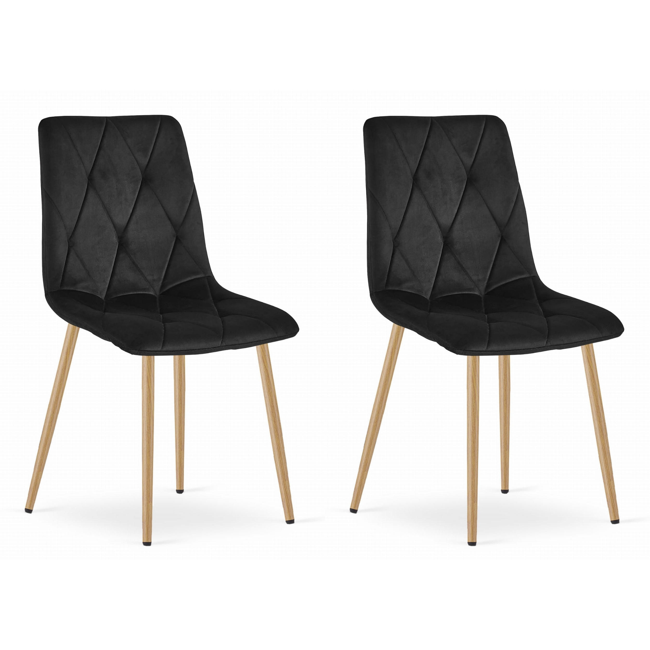 STUHL BOSA 2-er Set, Schwarz, Metallbeine in Holzfarbe - Grün, Textil/Metall (44/89/40cm) - Komodee