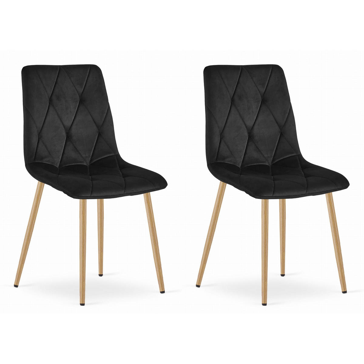 STUHL BOSA 2-er Set, Schwarz, Metallbeine in Holzfarbe - Grün, Textil/Metall (44/89/40cm) - Komodee