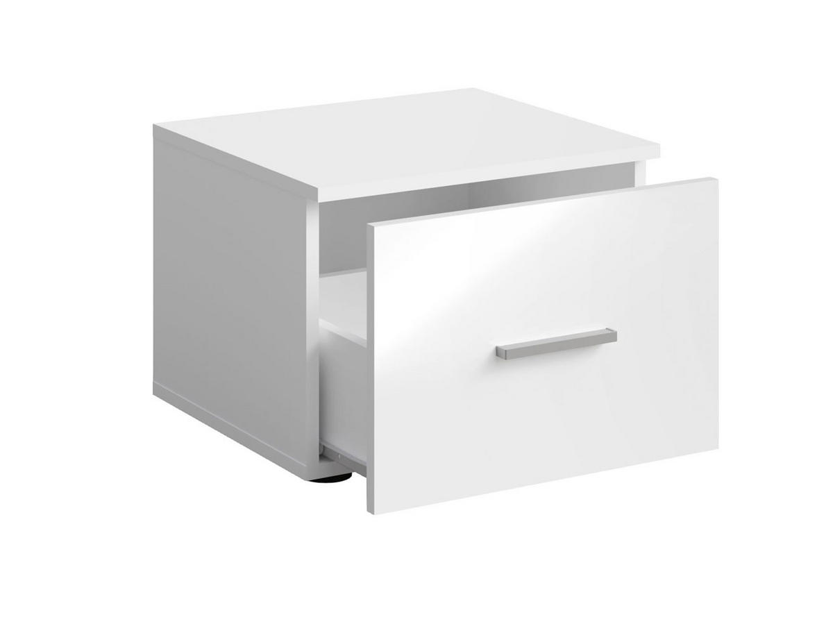 NACHTKONSOLEN 2ER SET Panarea weiß Hochglanz je 46 / 40 / 35cm - Weiß Hochglanz/Weiß, Holz/Holzwerkstoff (46/35/40cm) - Feldmann-Wohnen