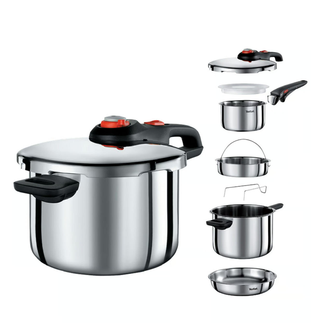SCHNELLKOCHTOPF Ingenio Emotion Silber Schwarz - Silberfarben, Metall (6L) - Tefal