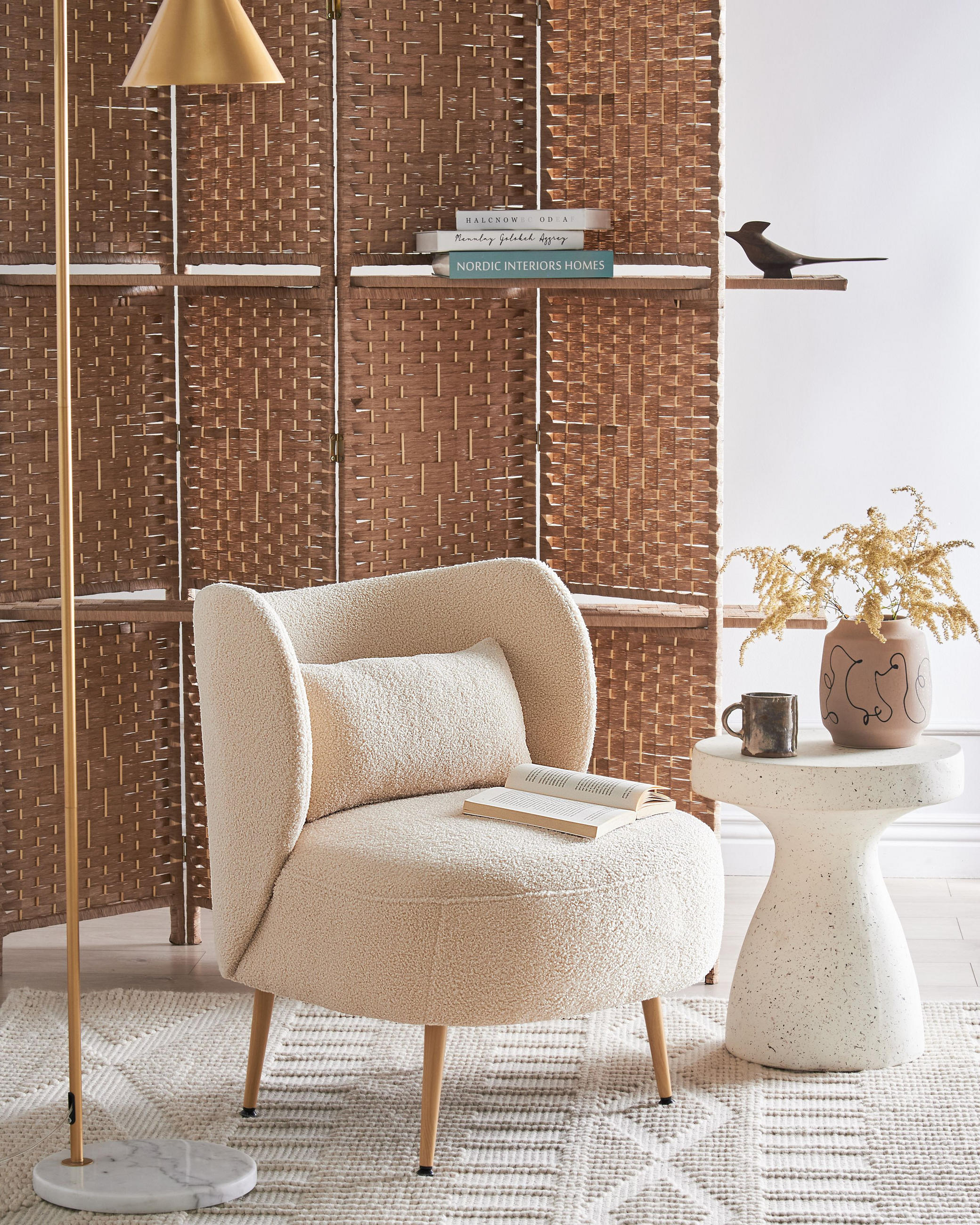 Thumbnail - Beliani Sessel, Beige, Braun, Textil, 60x76x55 cm, Wohnzimmer, Sessel, Polstersessel