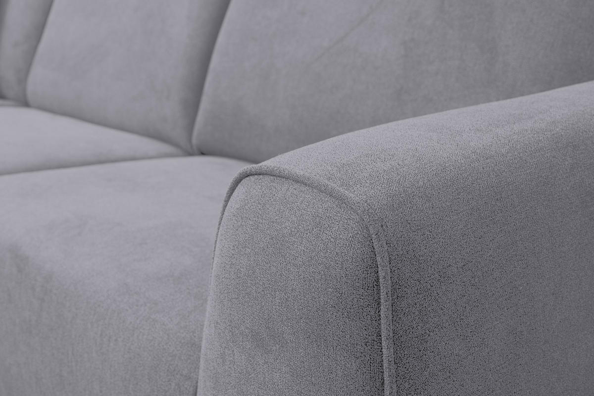 ECKSOFA Mula in L-Form, Coach Farbe: Hellgrau, Velourstoff, Ottomane Links - Hellgrau, Textil (210/274cm) - VENASI MÖBEL