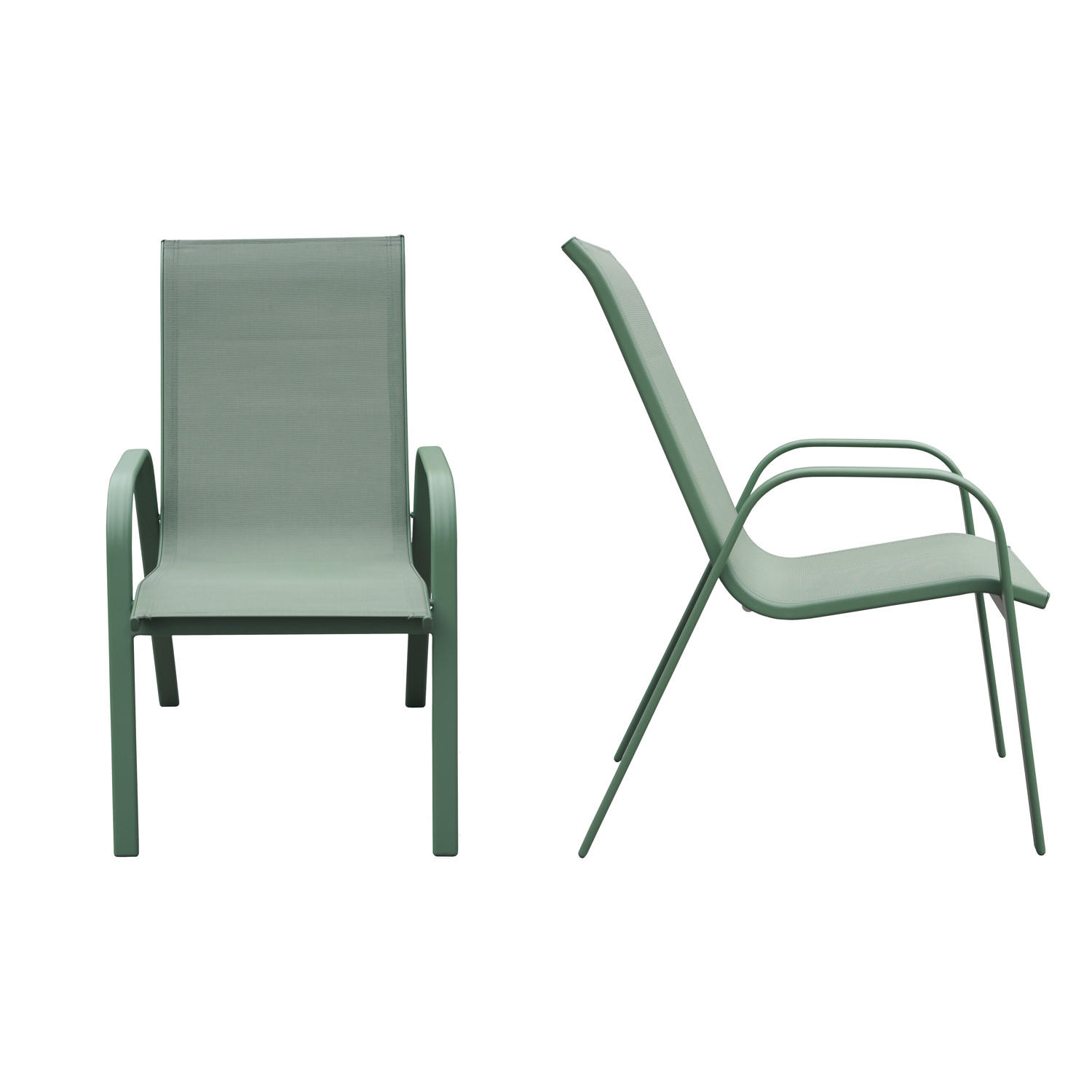 GARTENSTÜHLE Marbella Salbeigrün und Salbeigrün 6er-Set - Grün, Kunststoff (56.5/92.5/76cm) - Happy Garden