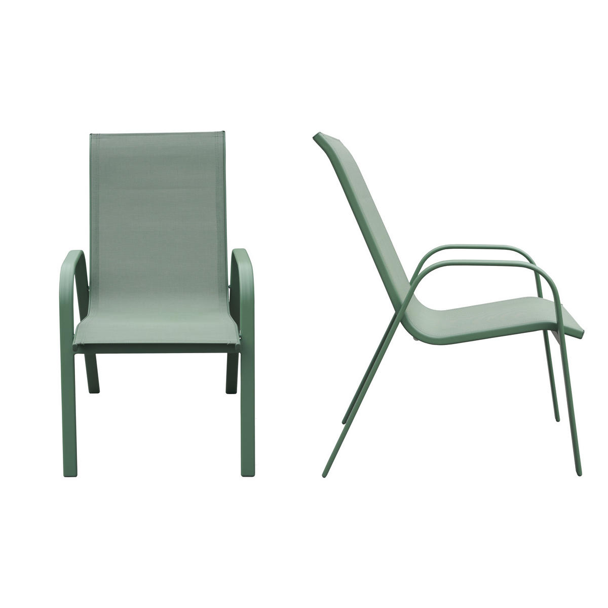 GARTENSTÜHLE Marbella Salbeigrün und Salbeigrün 6er-Set - Grün, Kunststoff (56.5/92.5/76cm) - Happy Garden
