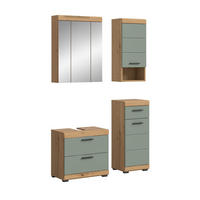 BADKOMBINATION 4tlg. Scout Bad in Artisan Eiche Nachbildung und Salbei Nachbildung B/H/T: 112x191x34 cm - Eiche Artisan, Holz (112/191/37cm)