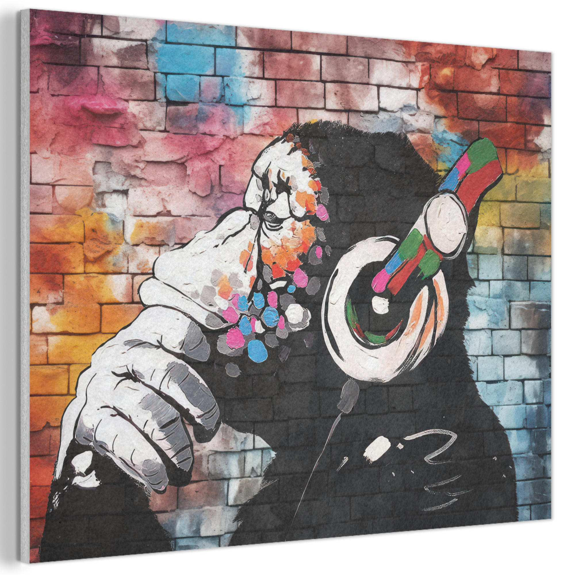 MuchoWow AKUSTICKÝ obraz Opice - Graffiti - Hudba 100x70 cm