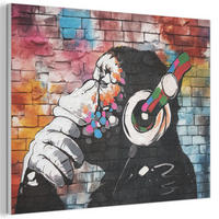 AKUSTIKBILD Affe - Graffiti - Musik Gemälde 80x60 cm - Multicolor, Kunststoff (80/60/0.9cm) - MuchoWow
