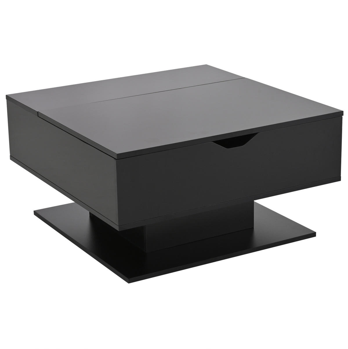 COUCHTISCH 80/75/40 cm mit höhenverstellbarer Platte, LED, Stauraum und Spanplatte in Hochglanzoptik, Schwarz - Schwarz, Holzwerkstoff (80/77/40cm) - Redom
