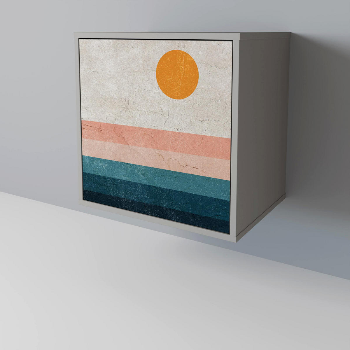 SIDEBOARD TWO HALVES, Grau, 57,5x42x70,5 cm, Schwarze Metall-Sternfüße - Multicolor/Schwarz, Holzwerkstoff/Metall (57.5/70.5/42cm) - SpaceRebels
