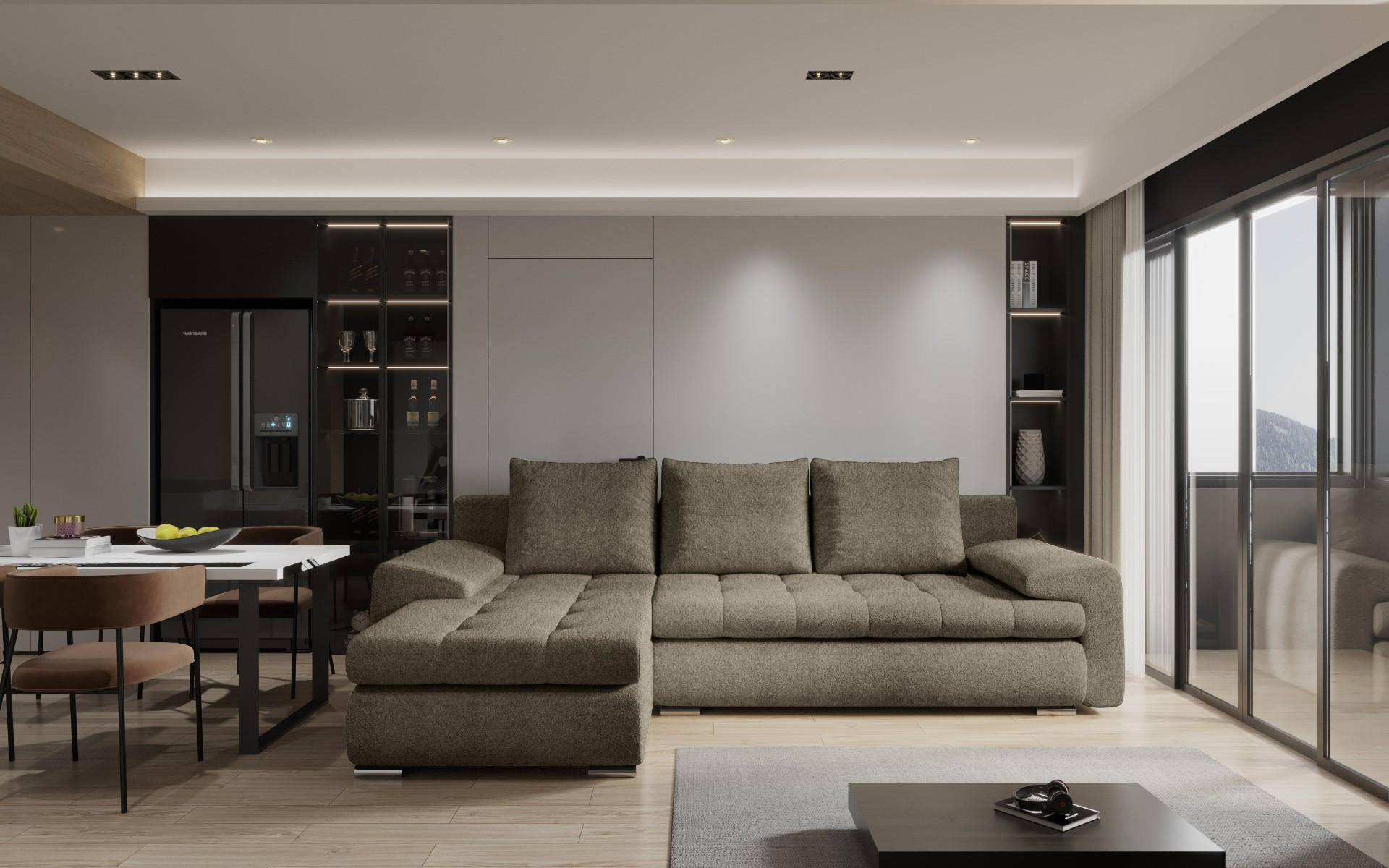 ECKSOFA TOMI Abriamo Braun Links - Braun, Holz (150/237cm) - Kaiser Möbel