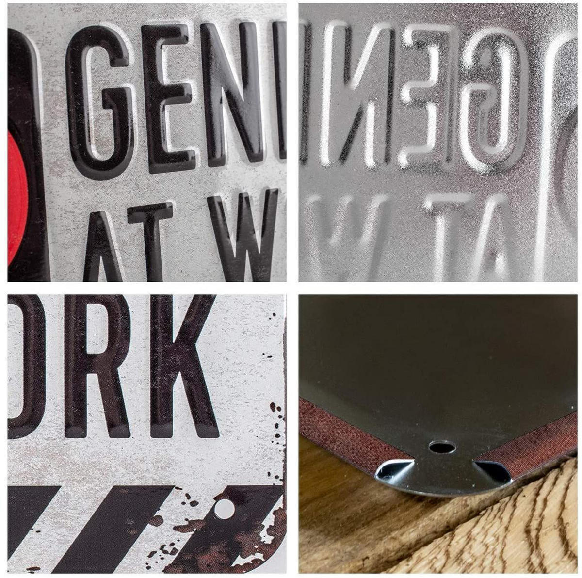 HÄNGESCHILD 10/20 cm Achtung Genius at Work - Multicolor, Metall (20/10/0.2cm) - Nostalgic-Art