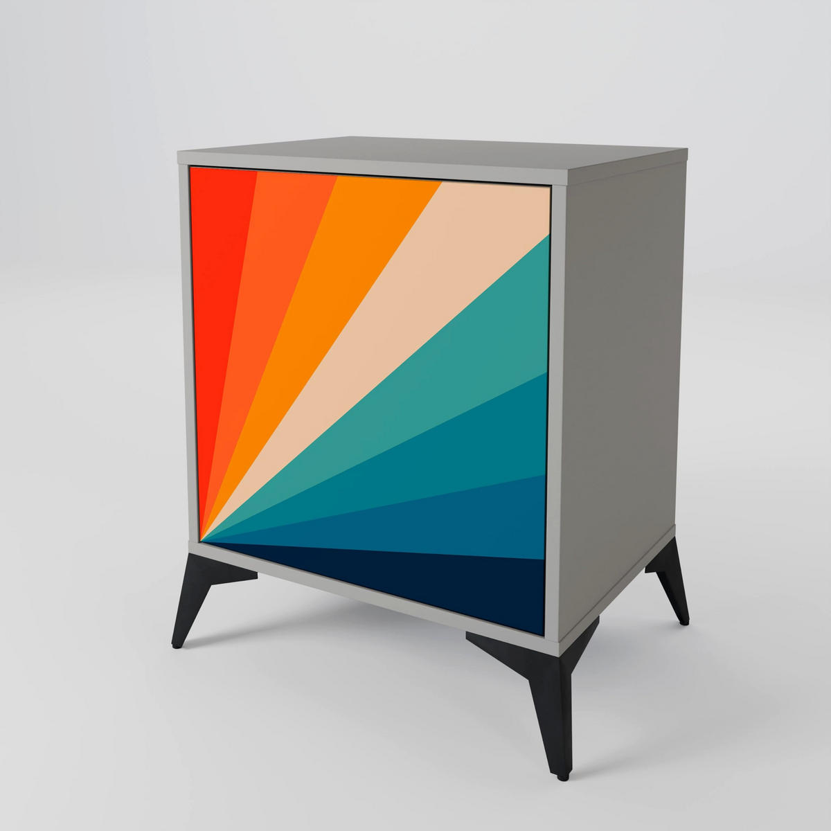 SIDEBOARD PRISM CONCUSSION, Grau, 57,5x42x67,5 cm, Schwarze Metall-Rahmenfüße - Multicolor/Schwarz, Holzwerkstoff/Metall (57.5/67.5/42cm) - SpaceRebels