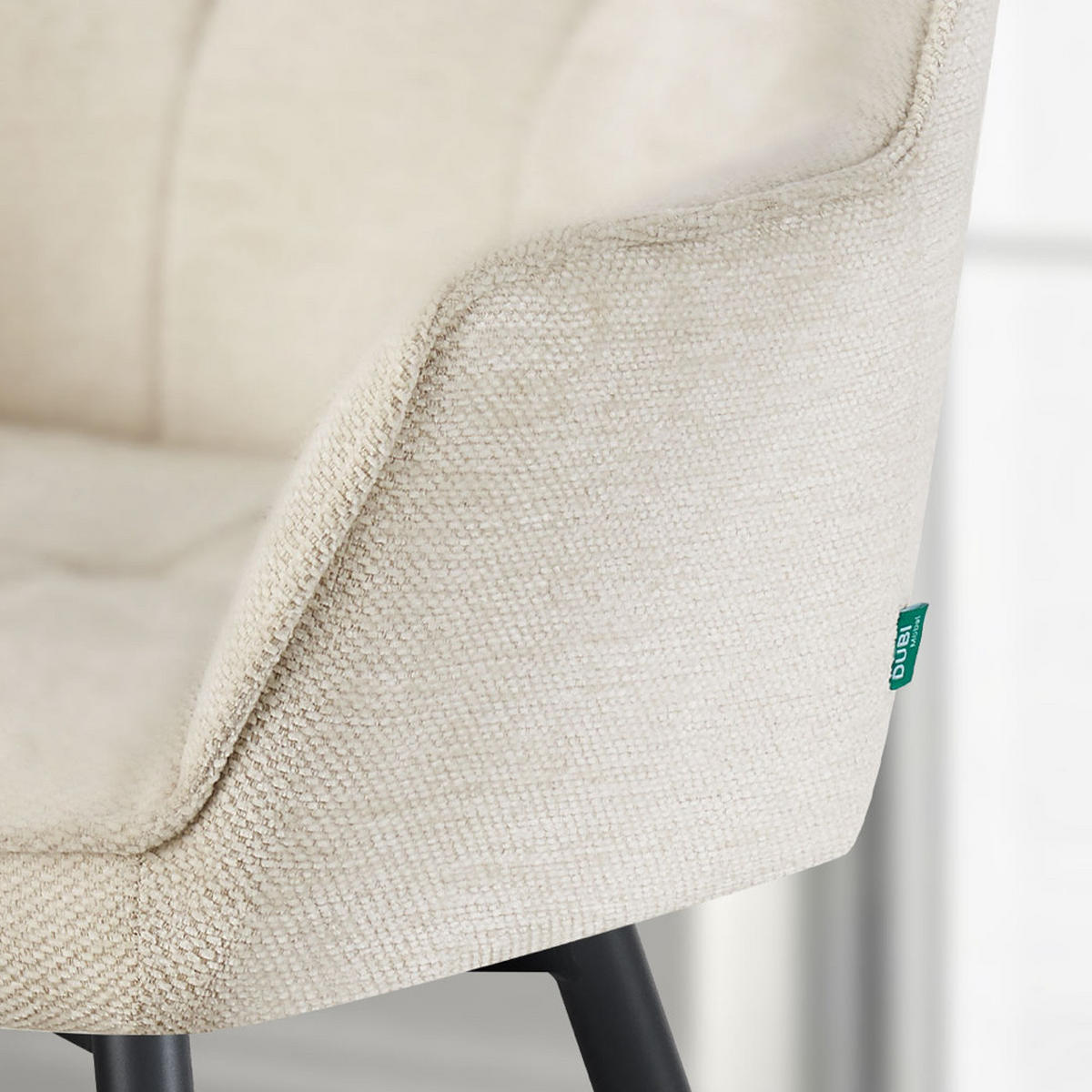 ESSZIMMERSTUHL THOMAS-DINA 2er-Set 360°drehbar - Creme/Weiß, Textil/Metall (61/83/62cm) - DUBI Möbel