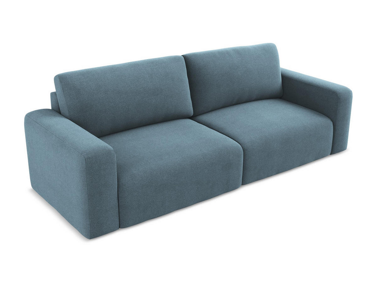 3-SITZER SOFA mit Schlaffunktion Strukturstoff Stoff Blau - Blau/Schwarz, Kunststoff/Textil (244/79/102cm) - Makamii