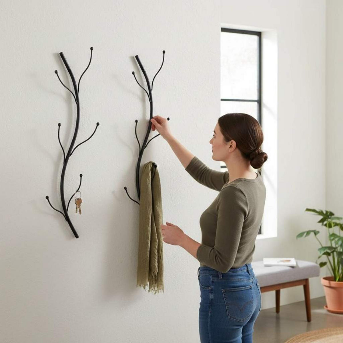 WANDGARDEROBE Flora 2er Set für die Wand 97 cm Metall Schwarz - Schwarz, Metall (22/97/8cm) - DanDiBo