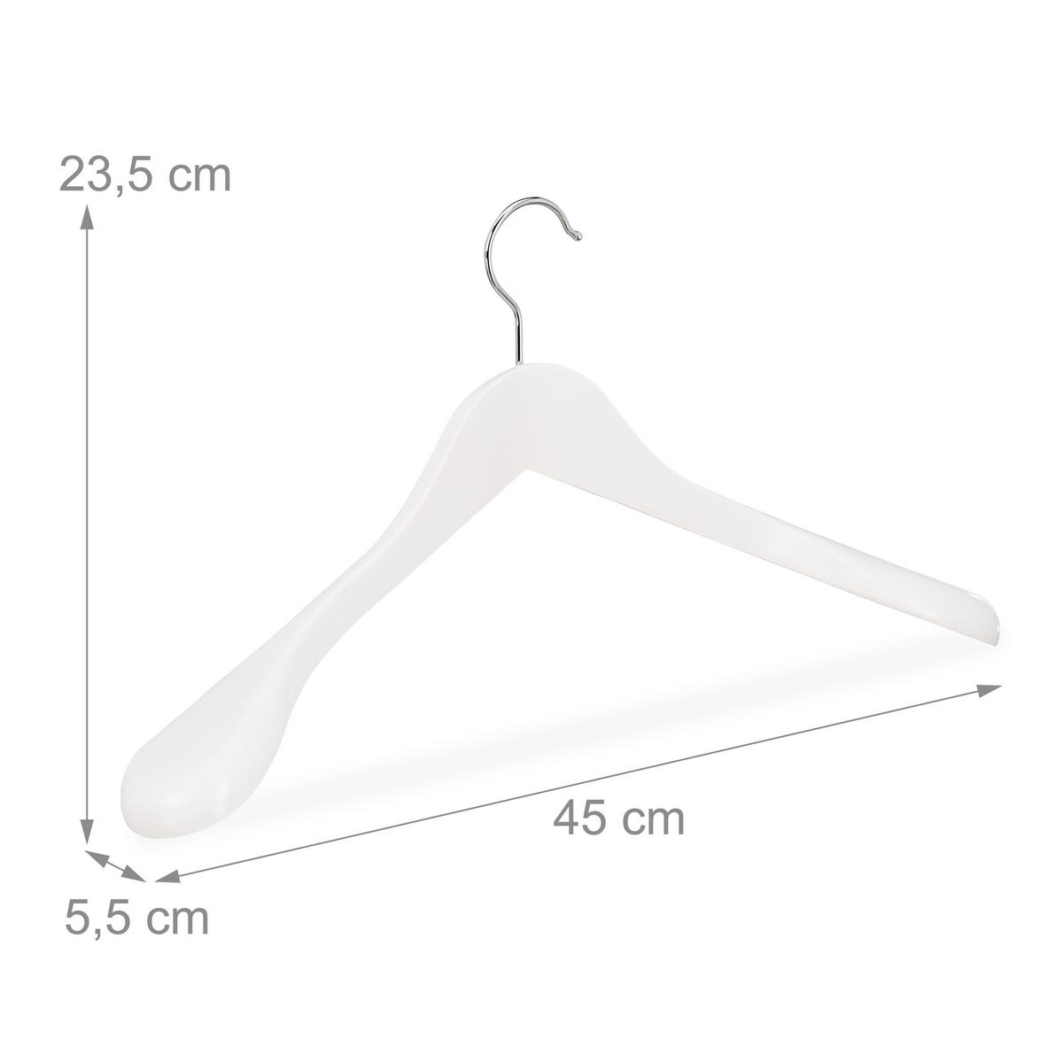 10XANZUGBÜGEL - Weiß, Holz/Metall (45/23.5/5.5cm) - Relaxdays