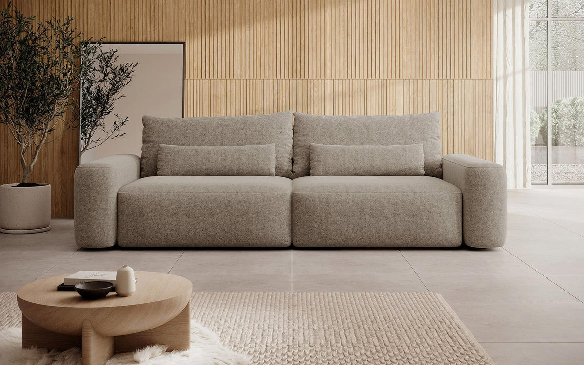 POHOVKA Carnos Světle hnědá 3-místná - černá/světle hnědá, textil/plast (257/82/105cm) - Selsey
