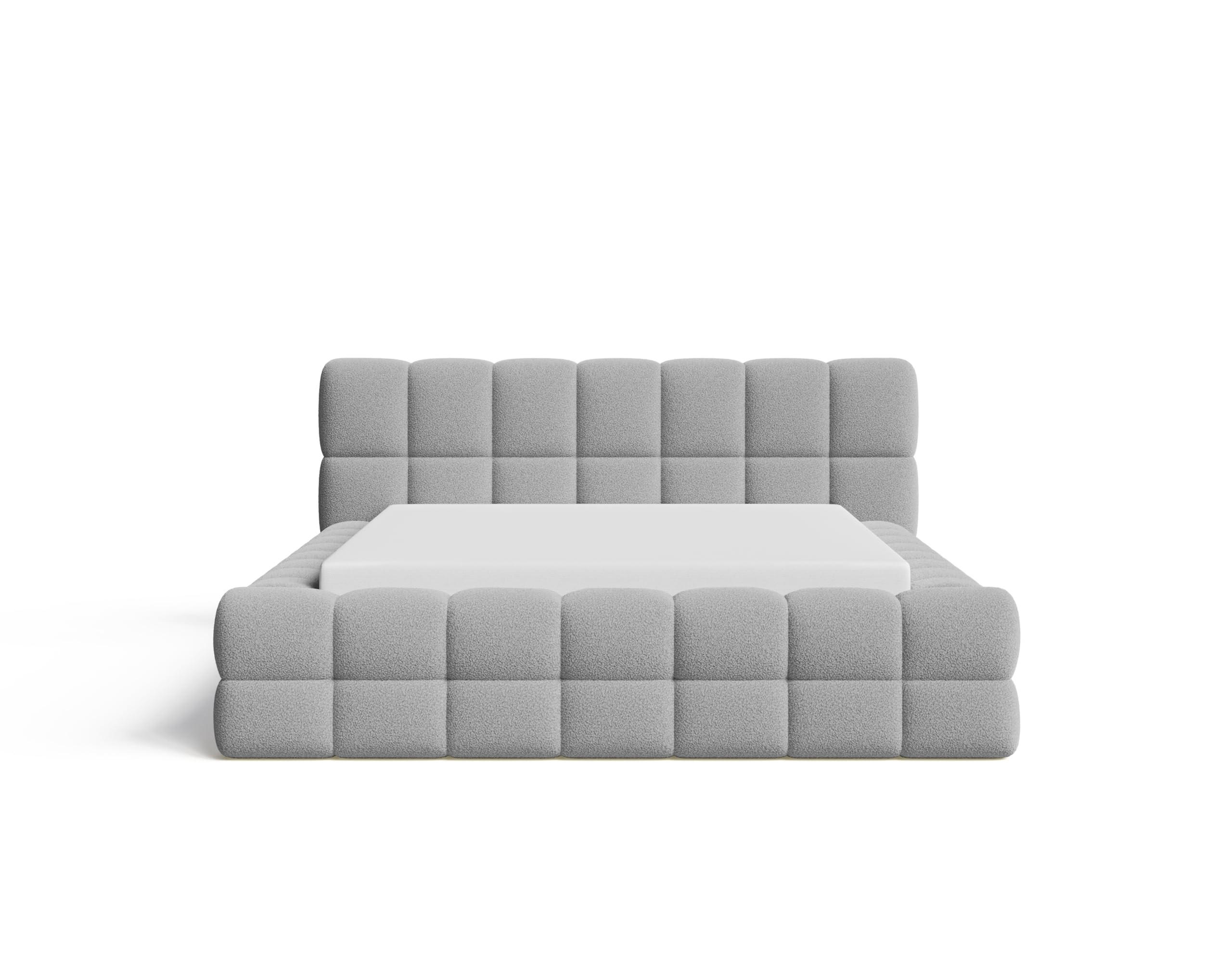 POLSTERBETT 180x200 mit Bettkasten, Lattenrost und Kopfteil, Eleganter Bouclé-Stoffbezug Grau - Grau, Holz (180/200cm) - Chilly