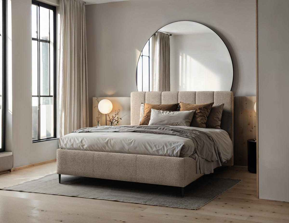 POLSTERBETT Zart 160x200 cm mit Bettkasten und Gasdruckfedern – Beige, modernes Design - Beige, Textil (160/200cm)