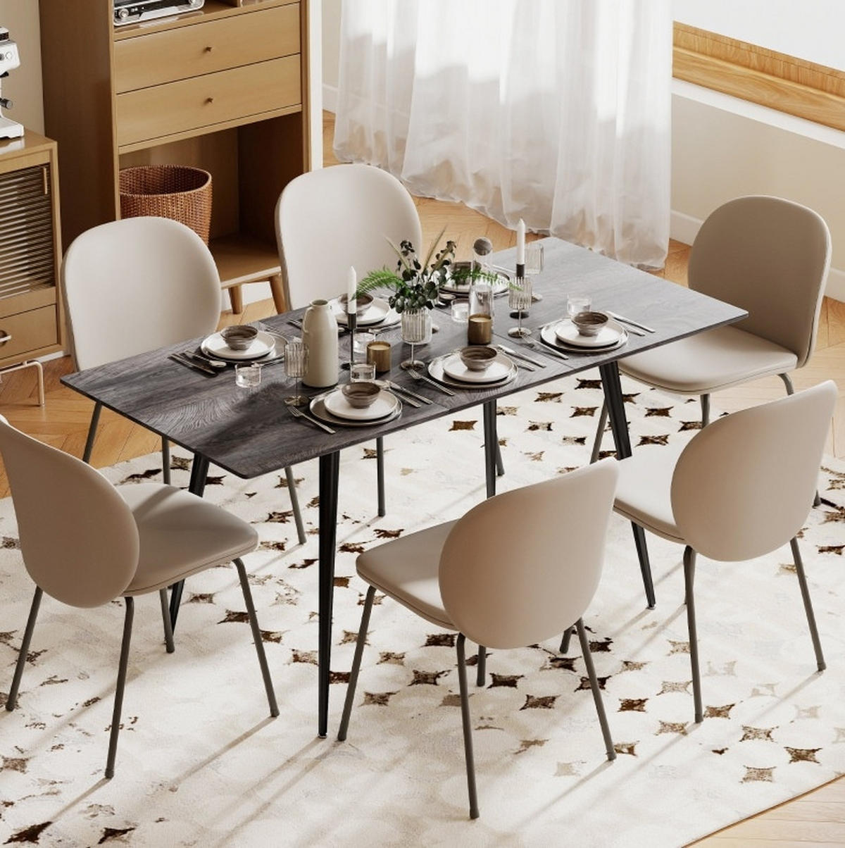 ESSTISCH ausziehbar 120/160 x 75 cm Holz Gray für 6-8 Personen - Grau, Holz (160/75/77cm) - Meubliv