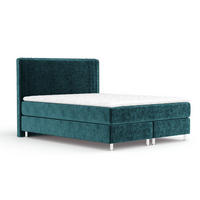 BOXSPRINGBETT Casone Türkisfarben 200/200 cm mit Latex-Topper - Türkis/Silberfarben, Holz/Holzwerkstoff (200/200cm) - Maison de Reve