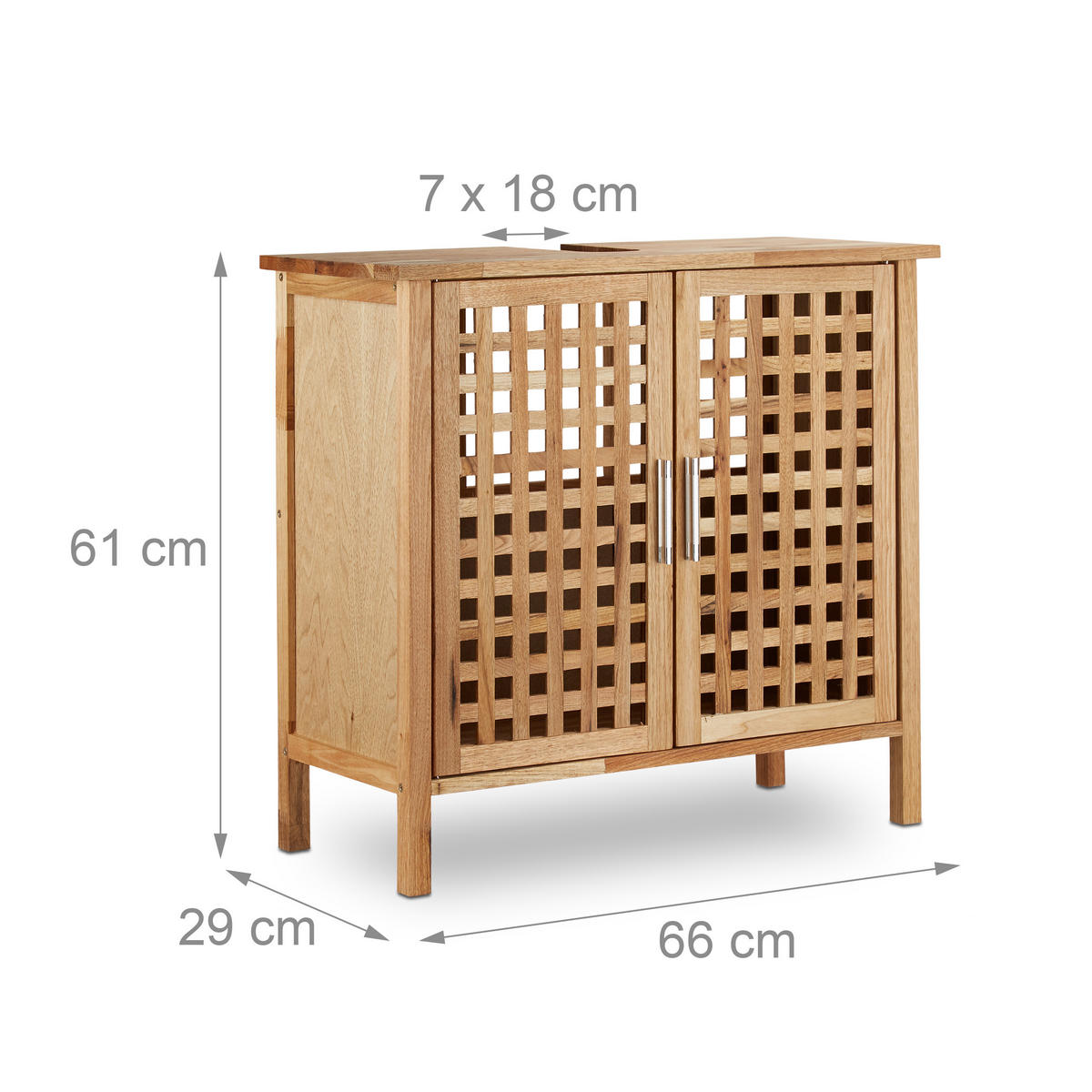WASCHBECKENUNTERSCHRANK - Hellbraun, Holz/Holzwerkstoff (66/61/29cm) - Relaxdays