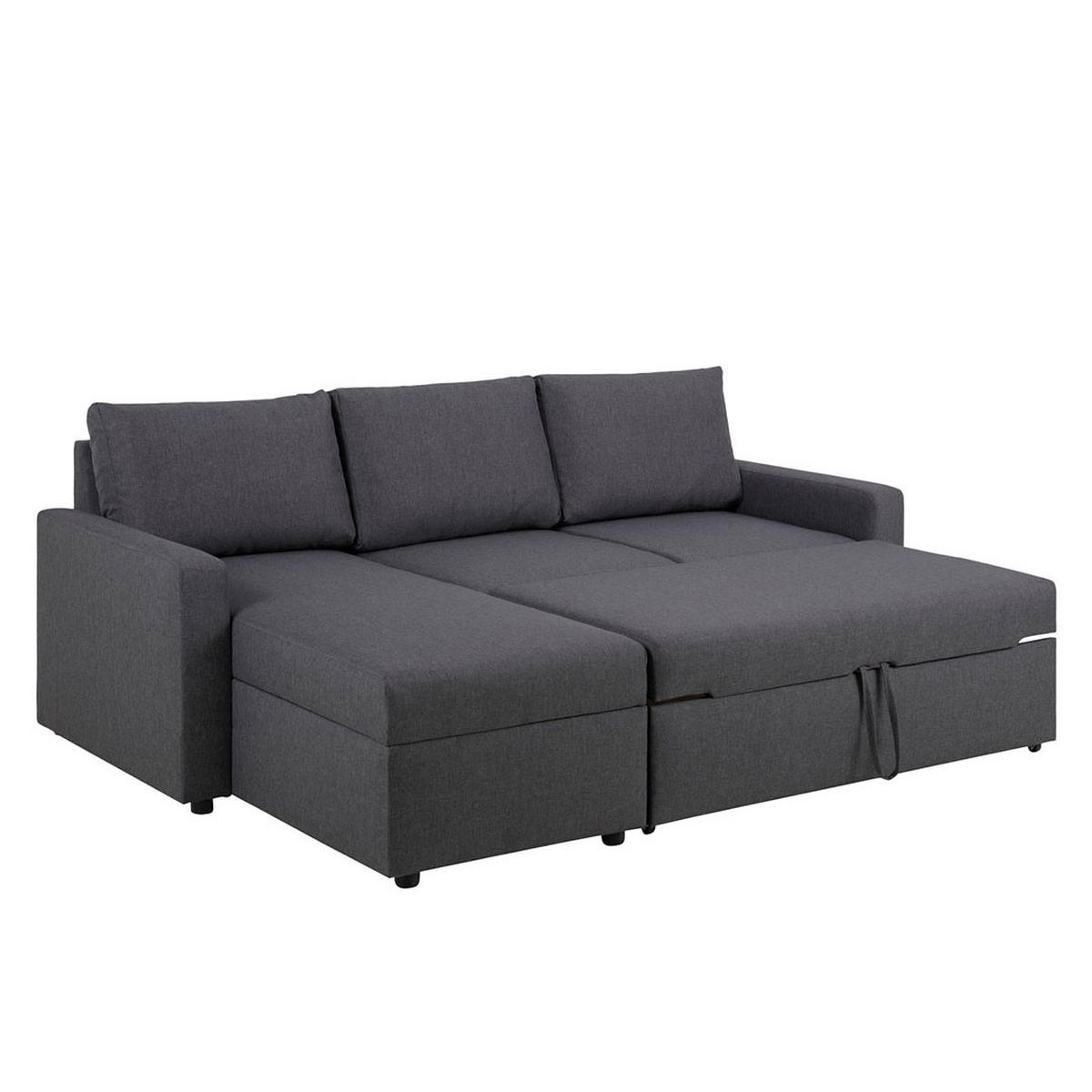 SCHLAFSOFA grau - Dunkelgrau/Grau, Holzwerkstoff/Textil (218/155cm) - ebuy24