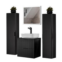 BADMÖBEL-SET 4-TLG. Adelaide-56 - Schwarz, Holzwerkstoff (160/200/47cm) - Lomado