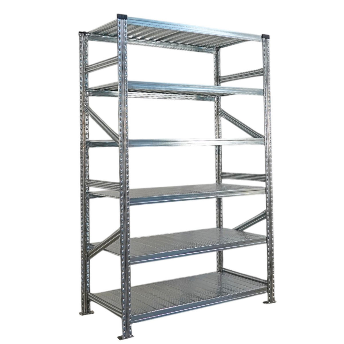 FACHBODENREGAL Proximo 210x120x60cm 6 Ebenen Beidseitig nutzbar Verzinkt - Silberfarben, Metall (120/210/60cm) - PROREGAL