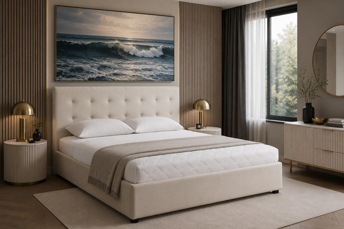POLSTERBETT mit Bettkasten und Matratze SOLIS, Beige, 140x200 cm - Beige, Textil (140/200cm) - KS Home Concept