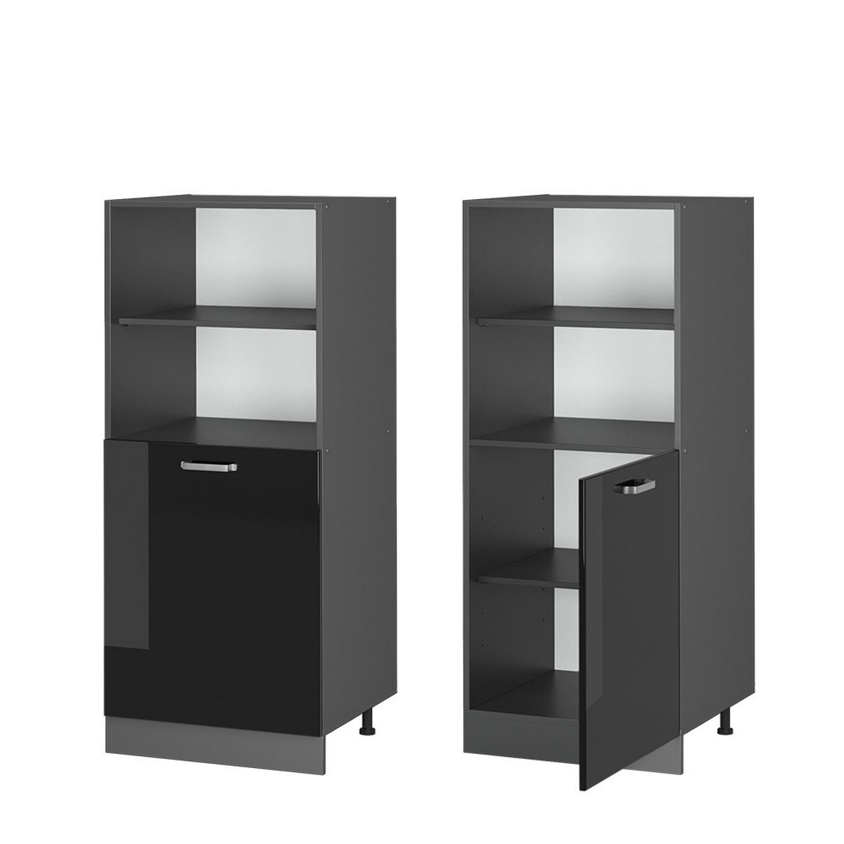 HERDUMBAUSCHRANK R-Line Schwarz Hochglanz 60 cm - Schwarz Hochglanz/Anthrazit, Holzwerkstoff (60/143/57cm) - Vicco