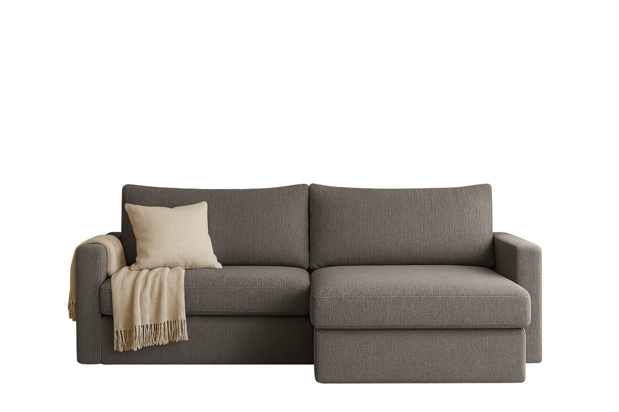 ECKSOFA Bendik In Faro - Grau, Holzwerkstoff/Textil (224/140cm) - Fun Möbel