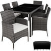 RATTAN SITZGRUPPE Porto,inklusive Schutzhülle,grau/weiß - Weiß/Grau, Kunststoff - tectake