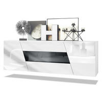 SIDEBOARD Houston Schwarz Hochglanz - Schwarz Hochglanz, Holzwerkstoff (178/57.5/38.5cm) - Vladon