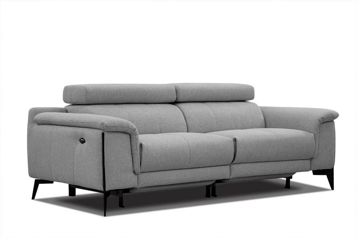 RELAXSOFA MATERA 3-Sitzer mit 2 Relaxfunktionen, grau - Schwarz/Grau, Holzwerkstoff/Textil (212/82/103cm) - Courtois Laville
