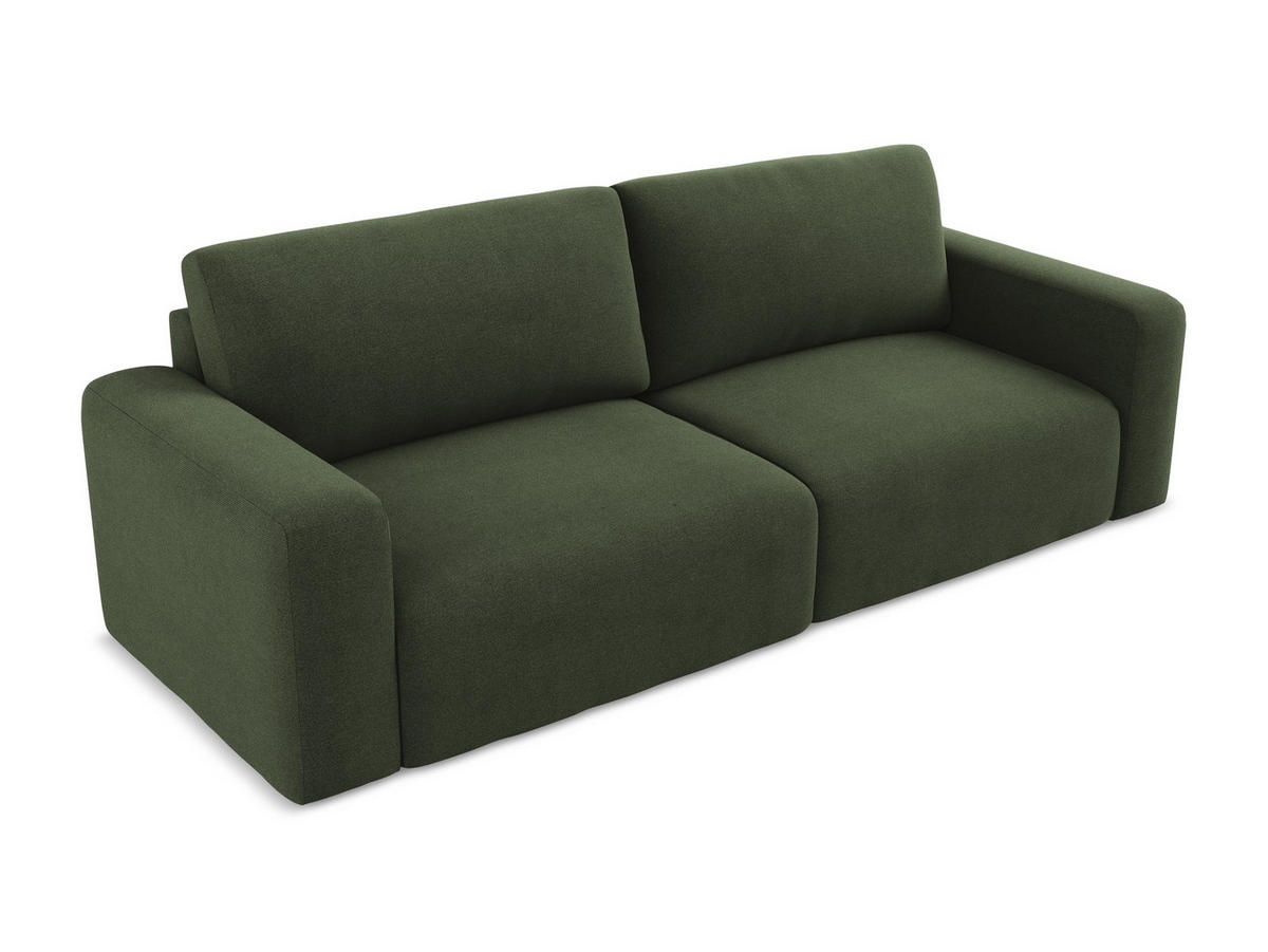 3-SITZER SOFA mit Schlaffunktion Strukturstoff Stoff Grün - Blau/Schwarz, Kunststoff/Textil (244/79/102cm) - Makamii