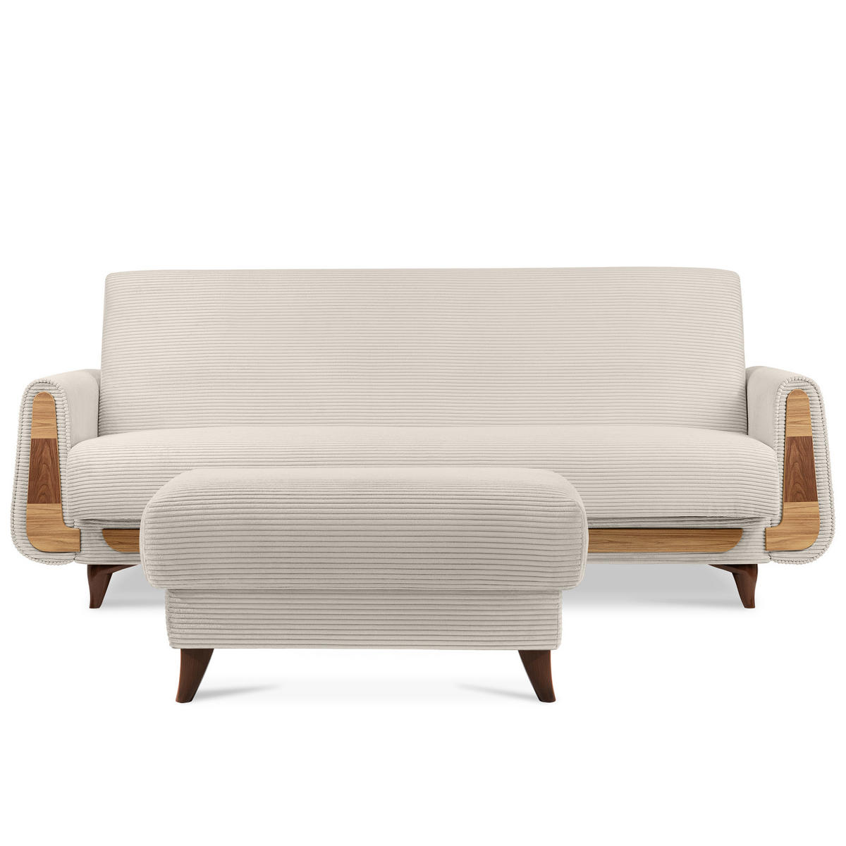 HOCKER GUSTAVO II, Cremefarbig - Creme/Braun, Holz/Holzwerkstoff (92/49/92cm) - KONSIMO®