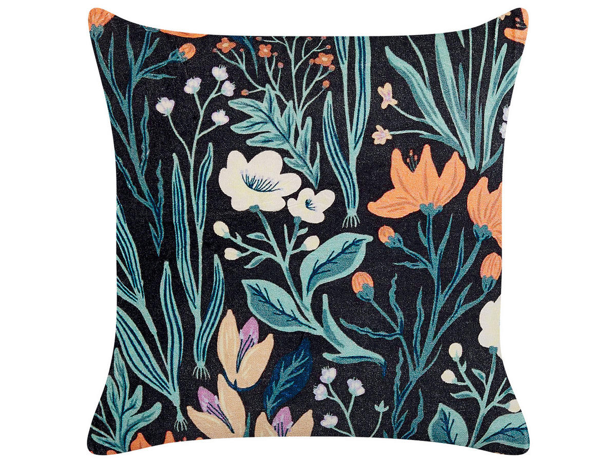 DEKOKISSEN 2er-Set Schwarz 45/45 cm Osmunda - Schwarz, Textil (45/45cm) - Beliani