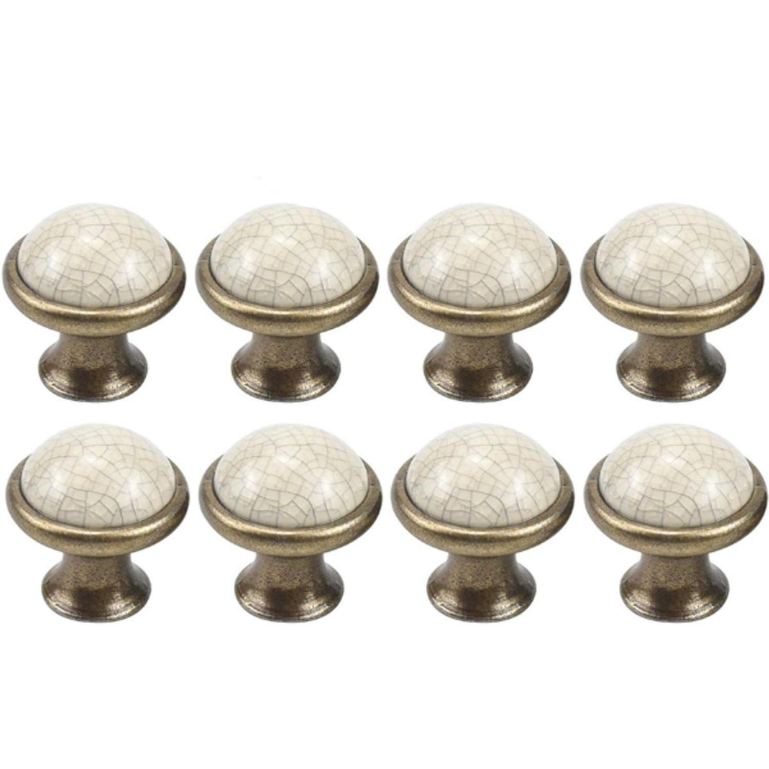 KERAMIKKNAUF 8er-Set Weiß/Gelb rund 37 mm Sockel Zinklegierung Schublade - Weiß, Keramik (3.7/3.2/3.7cm) - MCBOSON