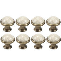KERAMIKKNAUF 8er-Set Weiß/Gelb rund 37 mm Sockel Zinklegierung Schublade - Weiß, Keramik (3.7/3.2/3.7cm) - MCBOSON
