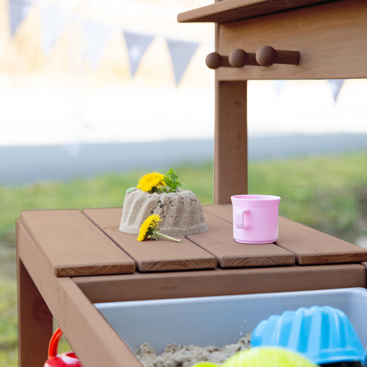 OUTDOOR KINDERKÜCHE 'FUN' mit Spielwanne teak - Teakfarben, Holz (89.5/35cm) - Roba