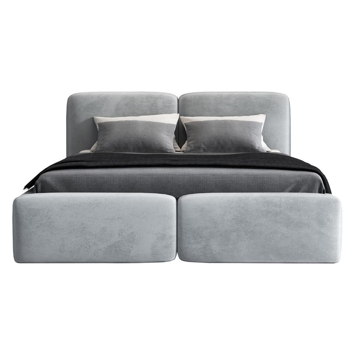 POLSTERBETT OLKE 90x200 Hellgrau - Hellgrau, Textil (90/200cm) - A&J MöbelLand