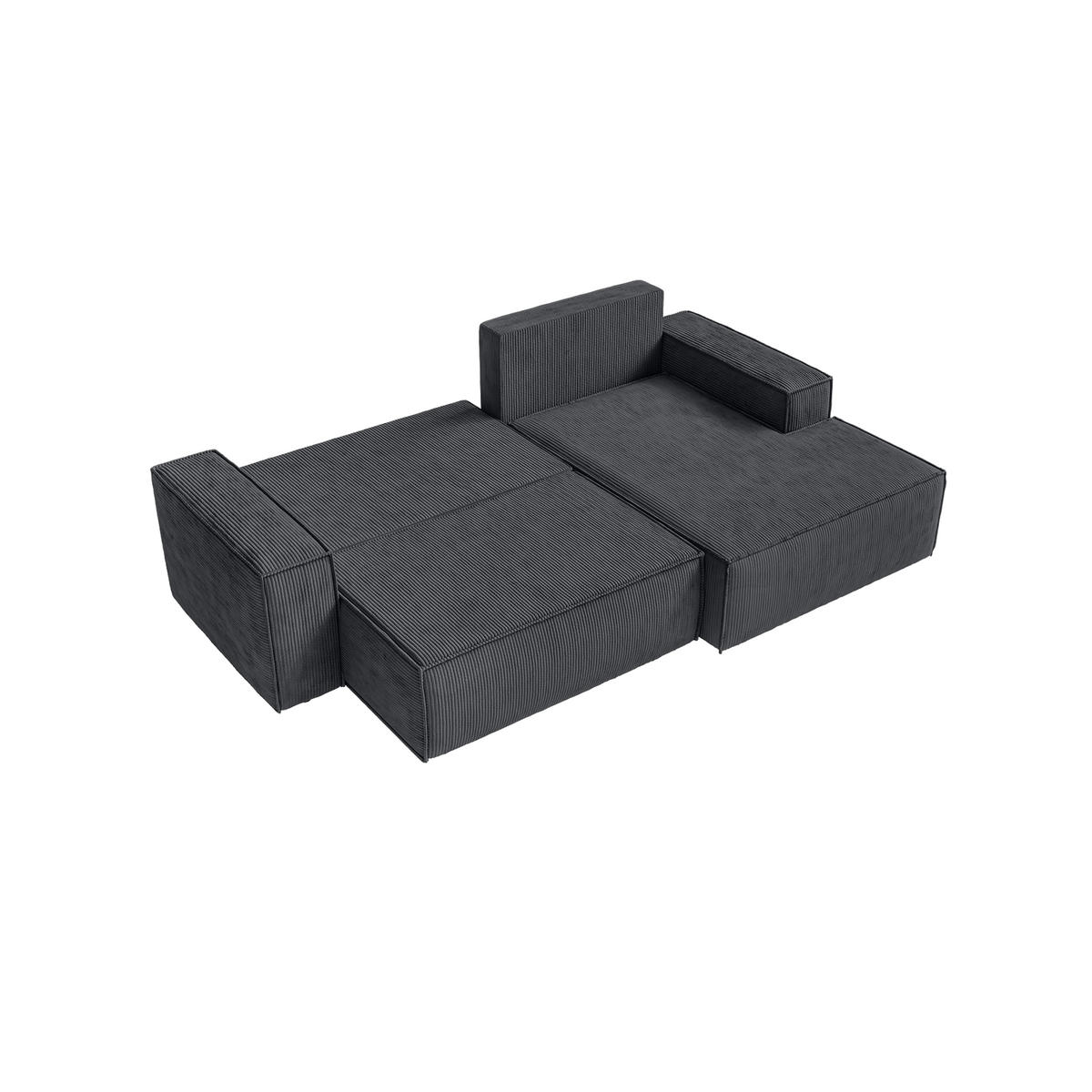 ECKSOFA Kokko mit Schlaffunktion, Anthrazit - Anthrazit, Textil (267/167cm) - Fedve