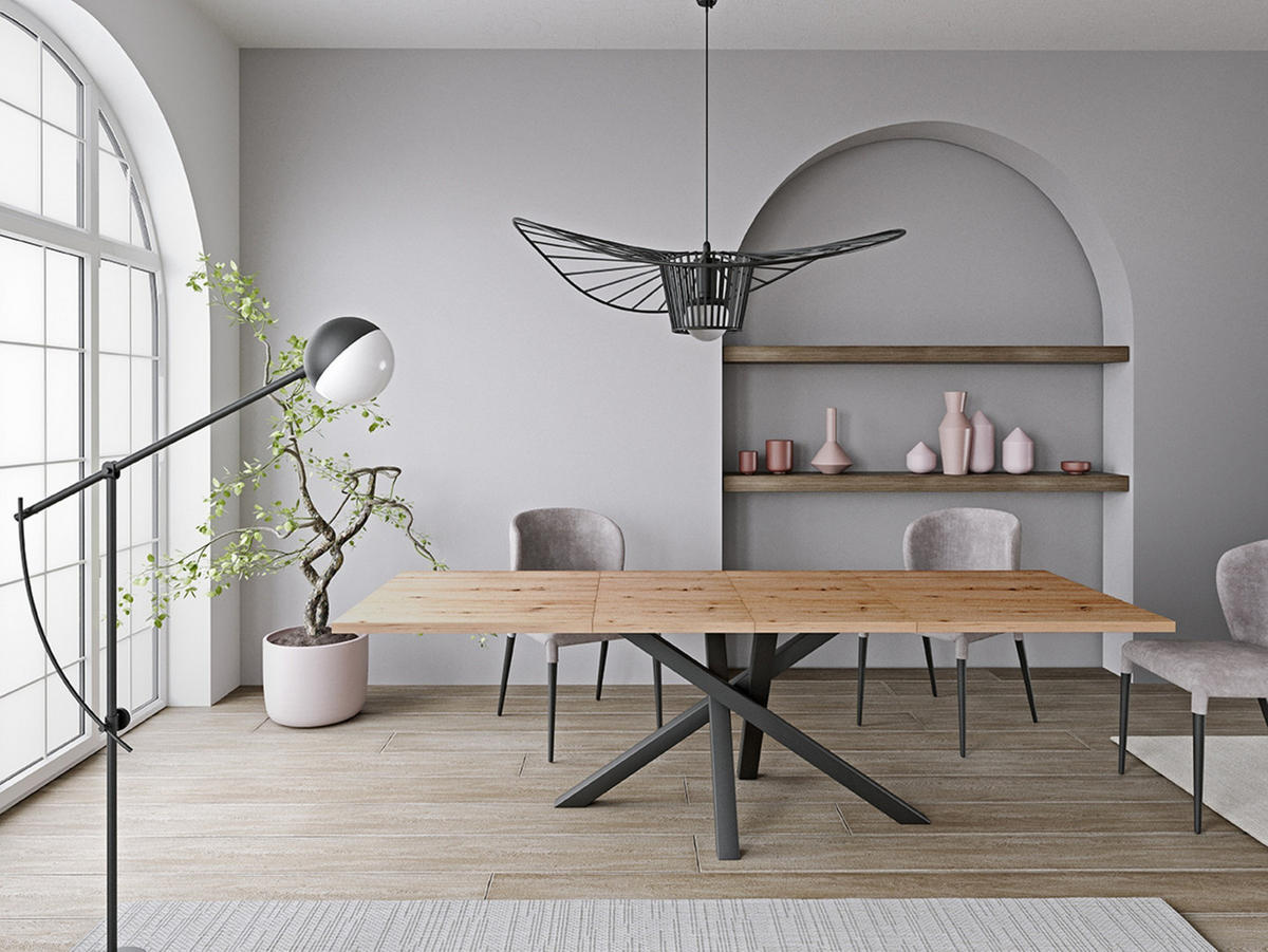 ESSTISCH ALMERIA Ausziehbar 160 - 260 / 90 x 75 cm - Schwarz/Eiche Artisan, Holz (160/90/75cm) - MASSENO