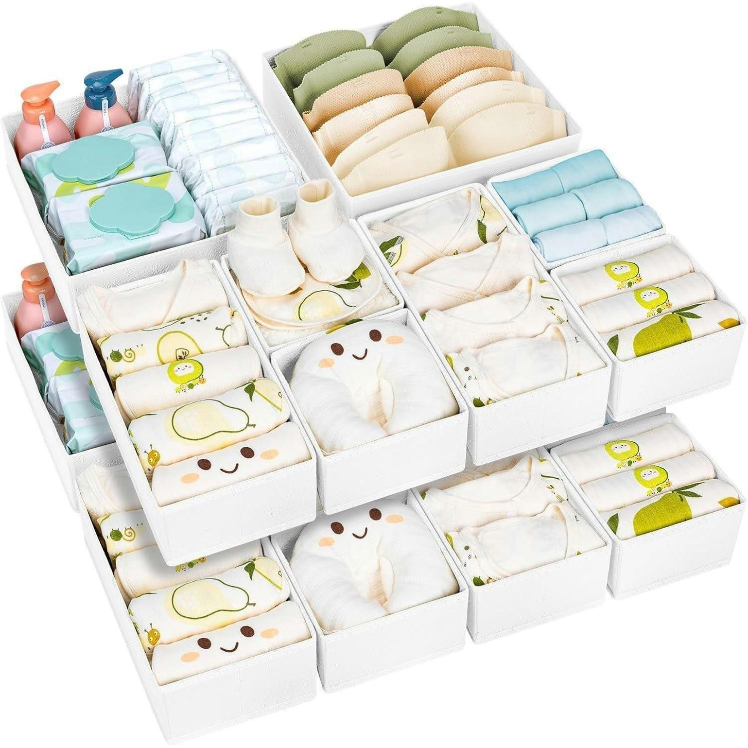 SCHUBLADEN Organizer 15-teiliges Set Weiß - Multicolor, Textil (15/9/30cm)