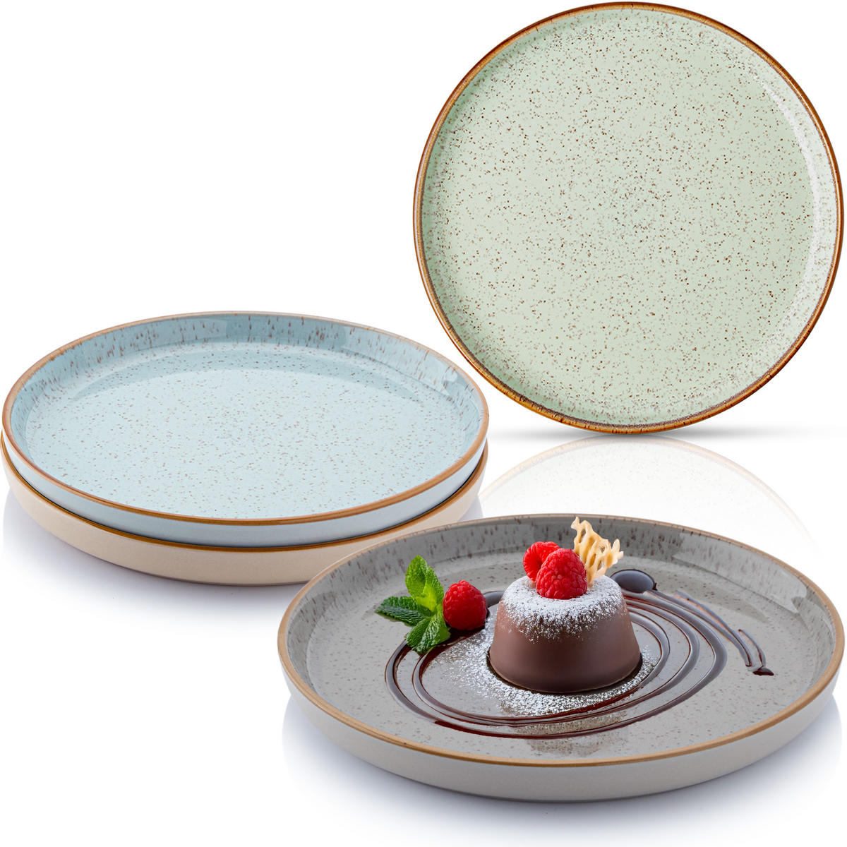 DESSERTTELLER SET RIO - 4 teilig aus Steingut - Multicolor, Keramik (13cm) - Sänger