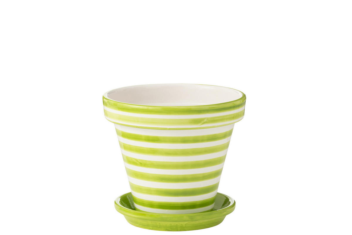 BLUMENTOPF GRANADA STRIPES - Töpferei - Grun - L - Ø 35 cm - Multicolor, Keramik (35/33cm) - J-Line