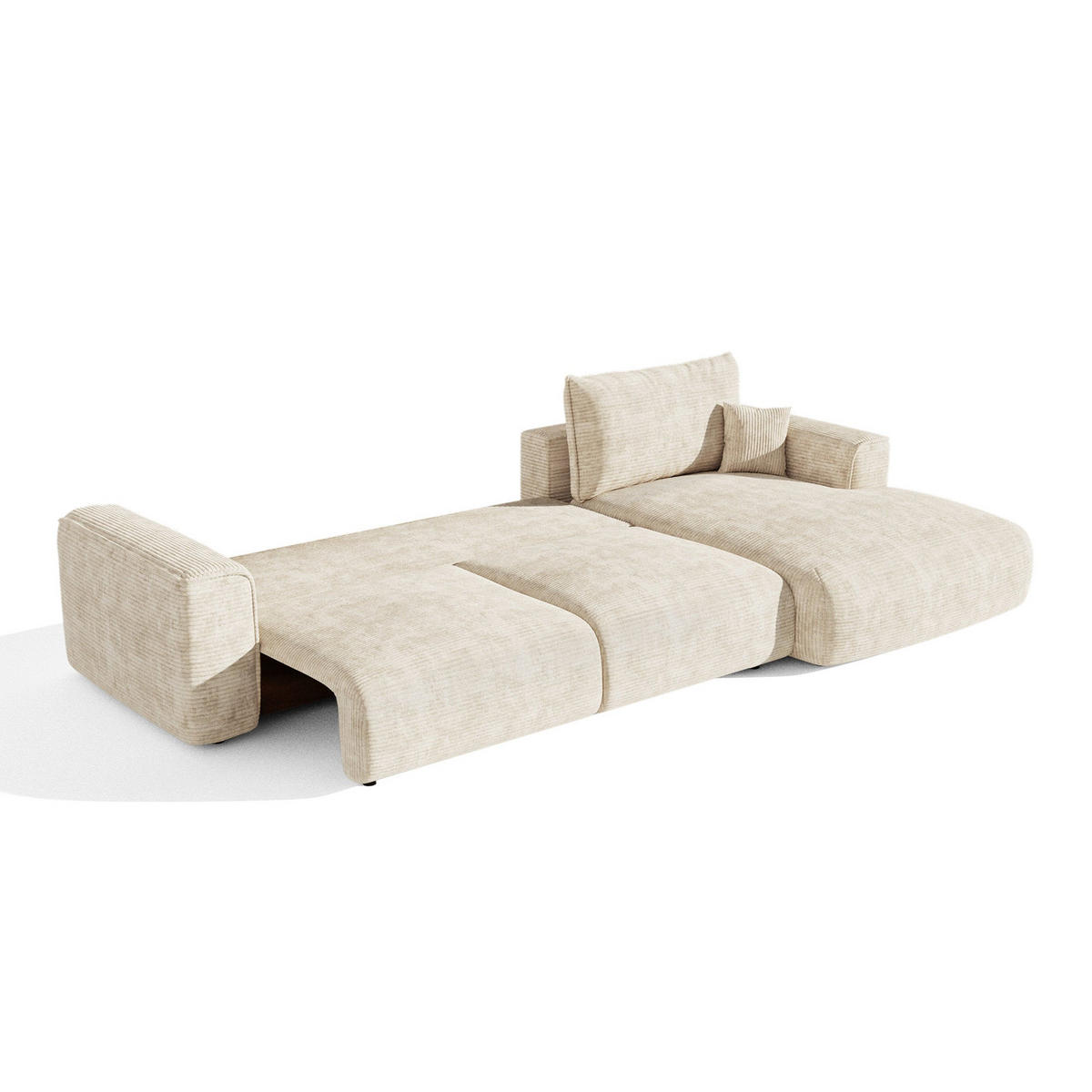 ECKSOFA rechtwinklig COMO Cord Beige 297cm - Beige, Textil (297/167cm) - Premium Interiors