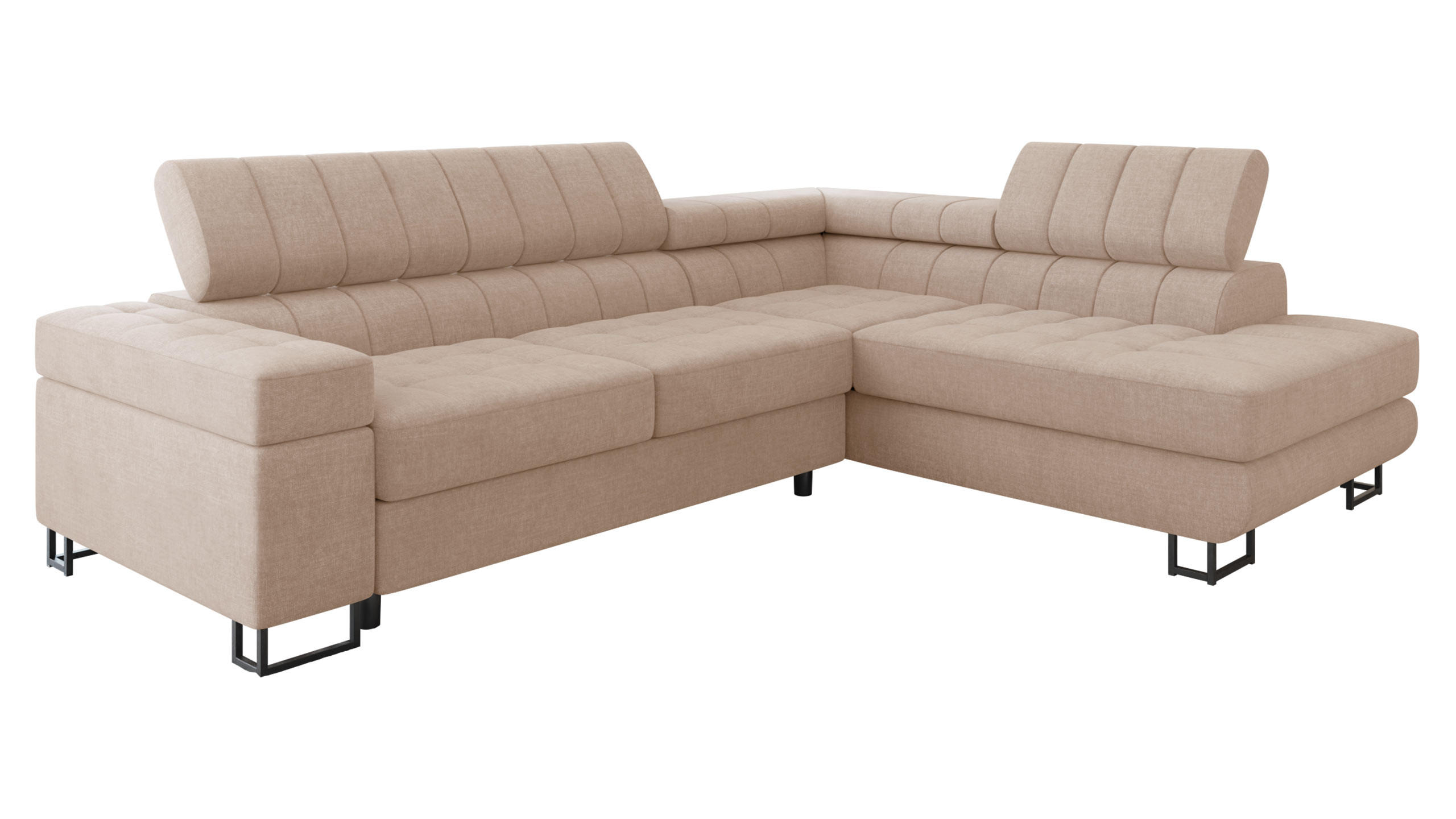 ECKSOFA Laris Premium, Seite: Rechts - Hellrosa/Schwarz, Holz/Textil (271/203cm) - MIRJAN24